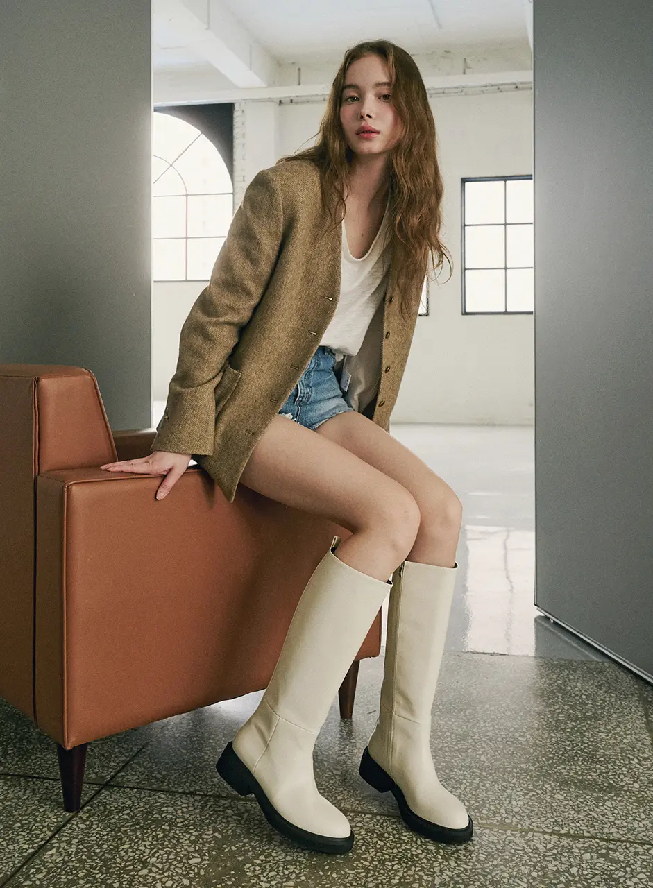 Floody Round Long Boots 4cm (2 Colors)