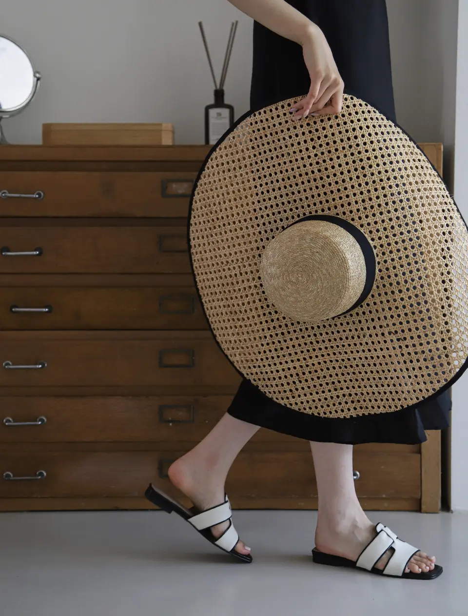 Stitch Slides (Canvas Ver.) (1cm)_Black