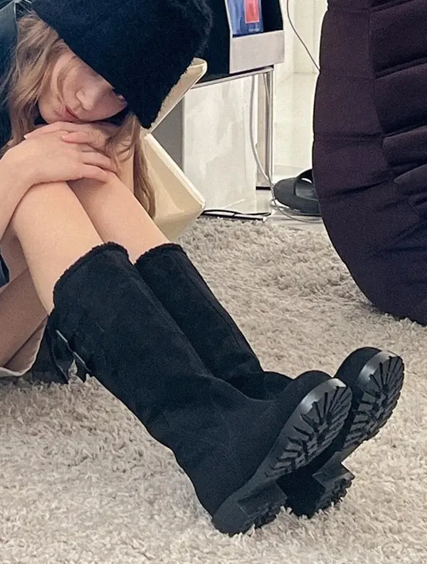 Verdi Fur Trimming Folding Buckle Boots