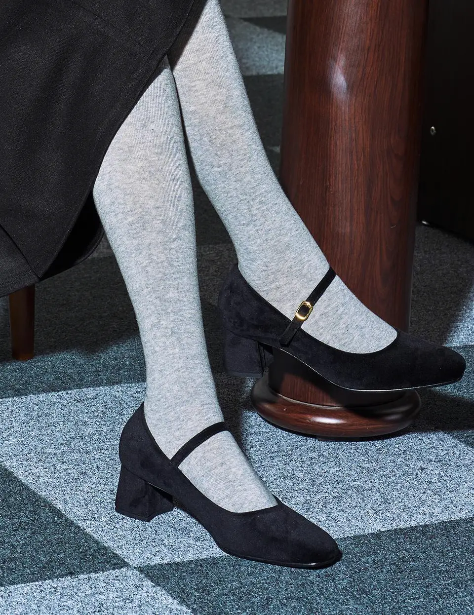 Breeze Mary Jane Velvet 5cm Pumps (CW0101BK)