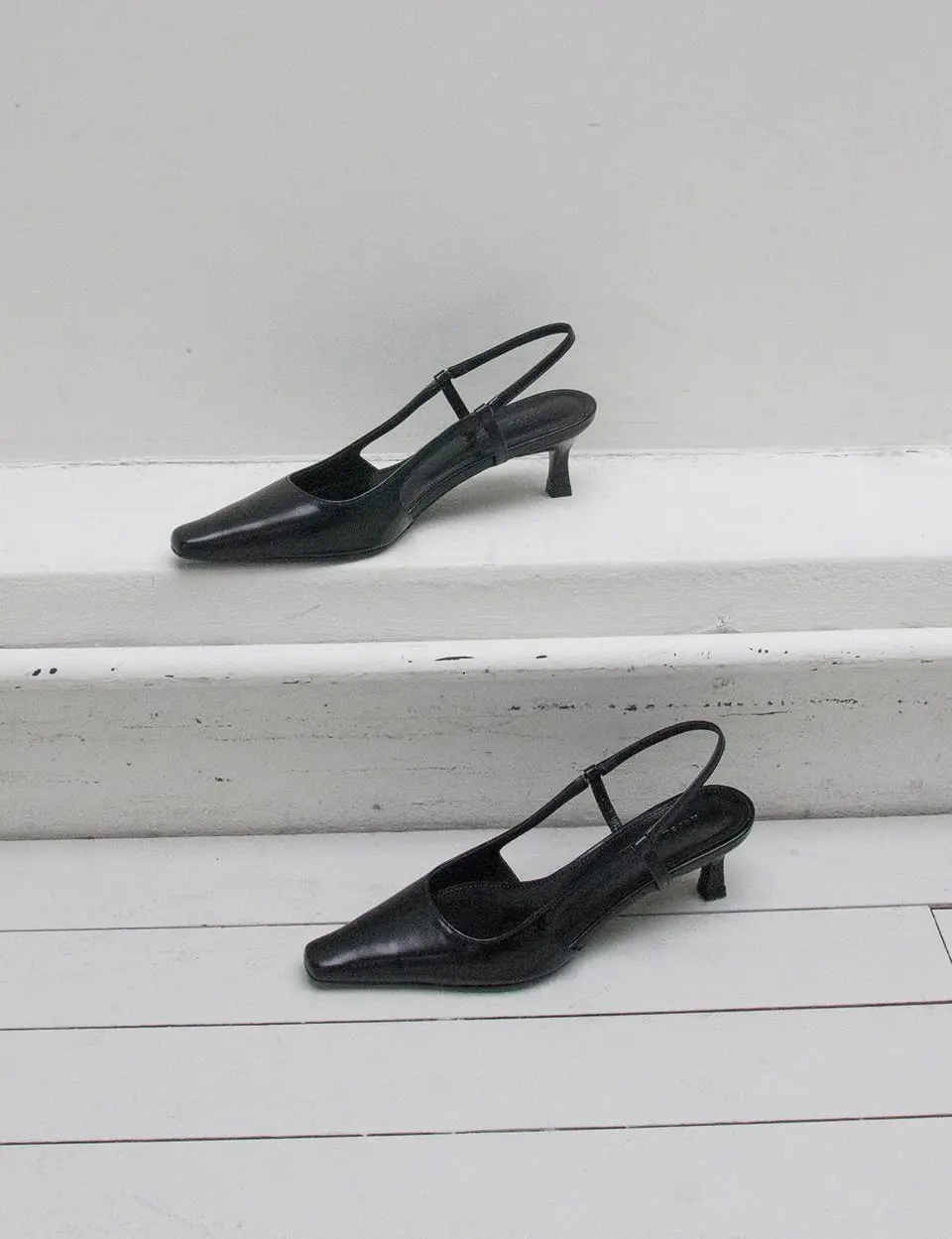 Square Toe Leather Slingback Shoes (kw2817)