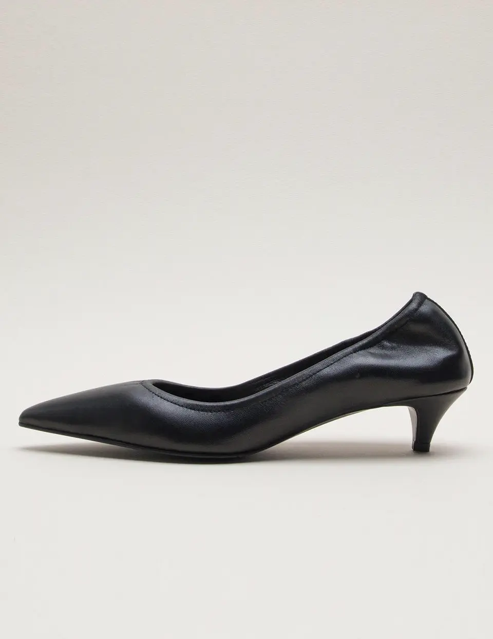 Leather Kitten Heel Pumps [Sage] (kw2812)