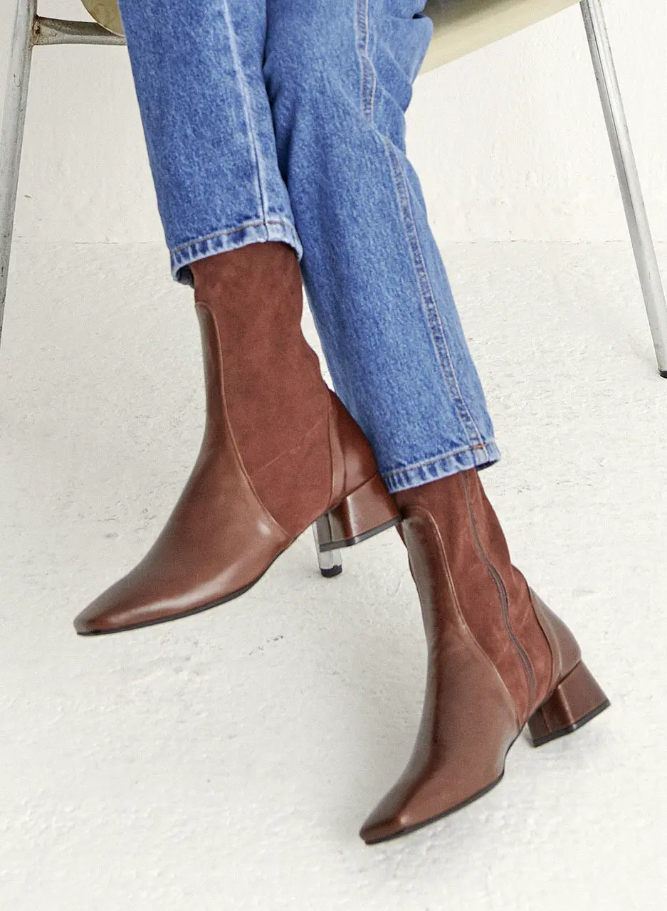 Two Parts Ankle Boots - Brown