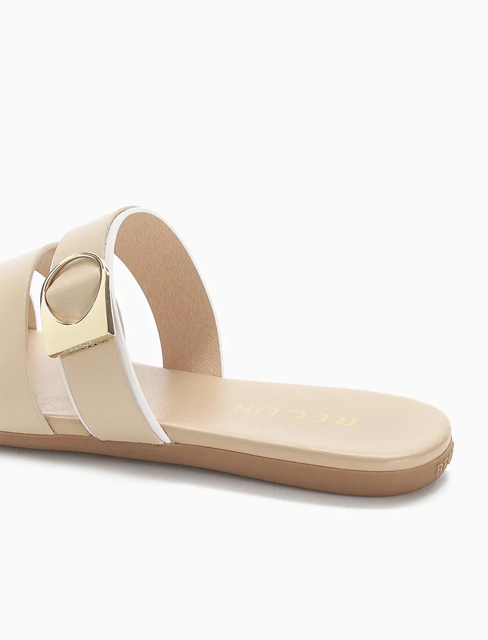 Anello Modern Triple Strap Slides - Nude