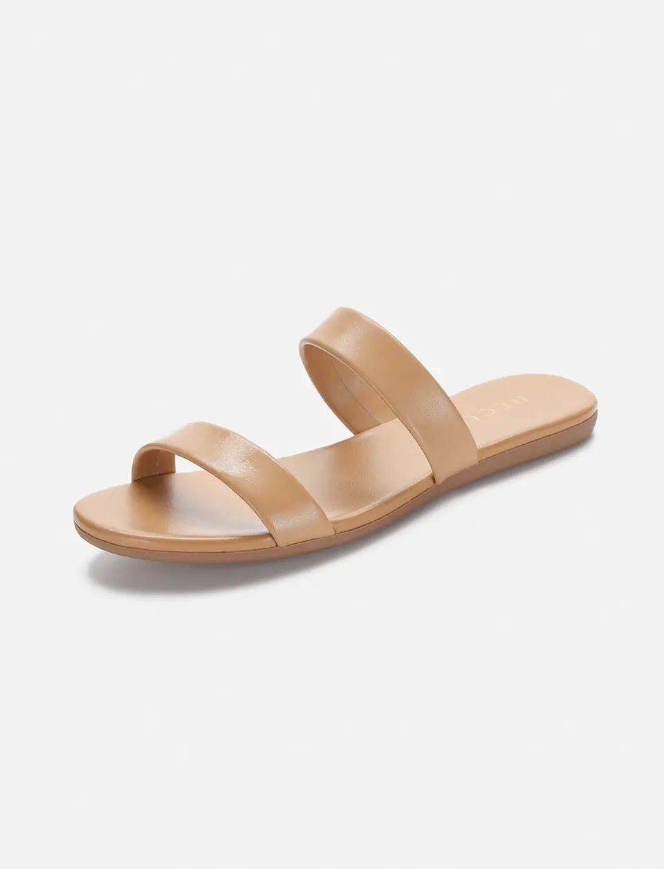 Anello Modern Padded Double Strap Slides - Sand