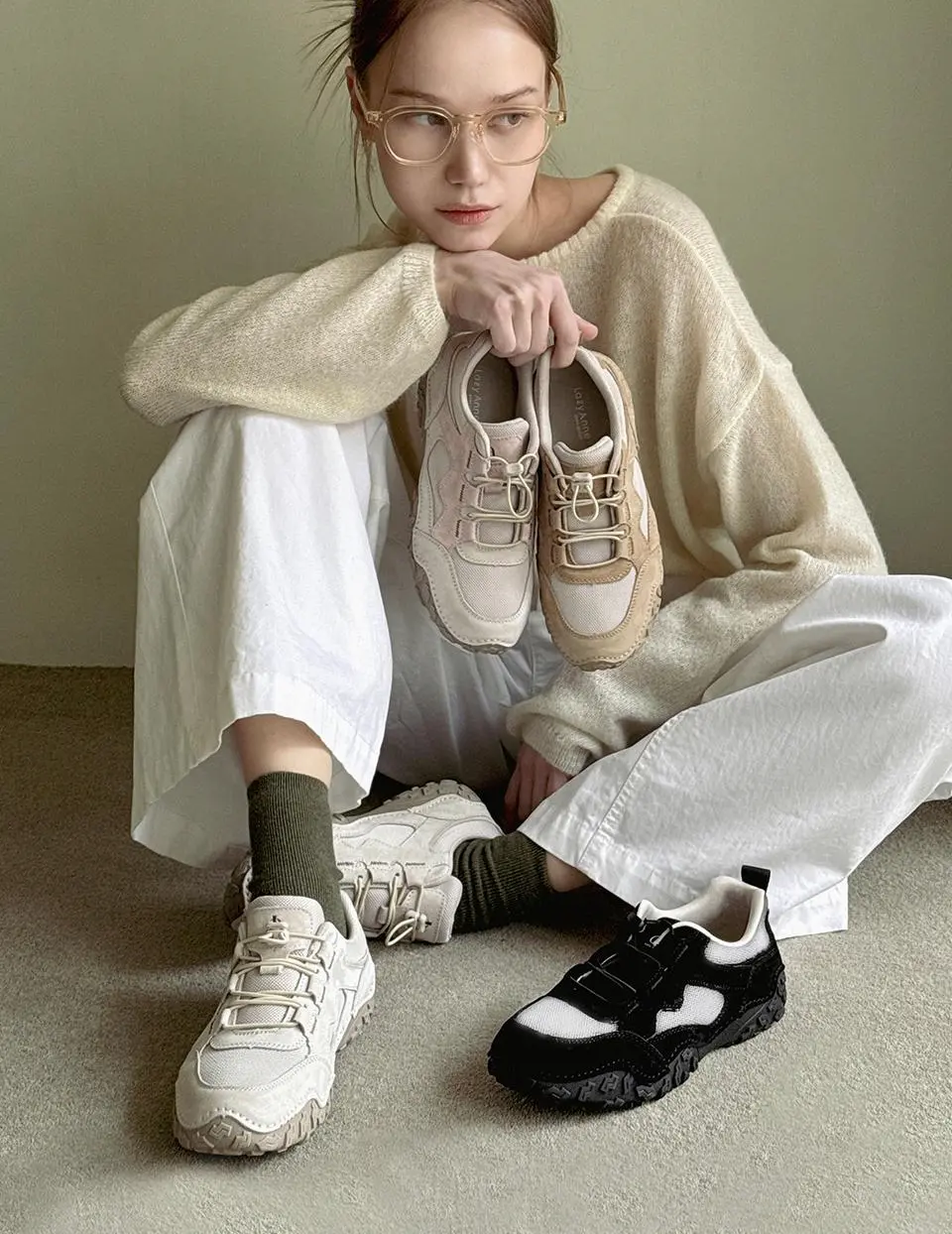 Roa String Urban Leather 3cm Sneakers [4 colors] (AQH1308)