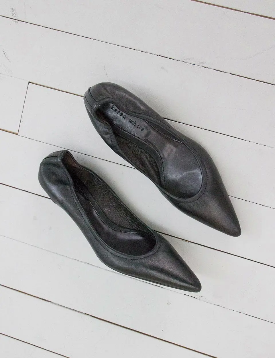Leather Kitten Heel Pumps [Sage] (kw2812)