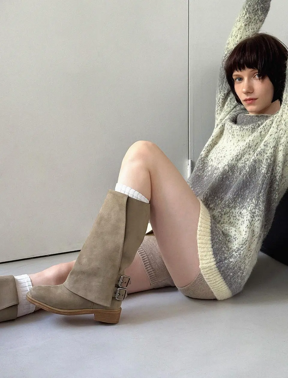 Robin Eyelet Two-Buckle Folding 3.5cm Boots (APL1907)