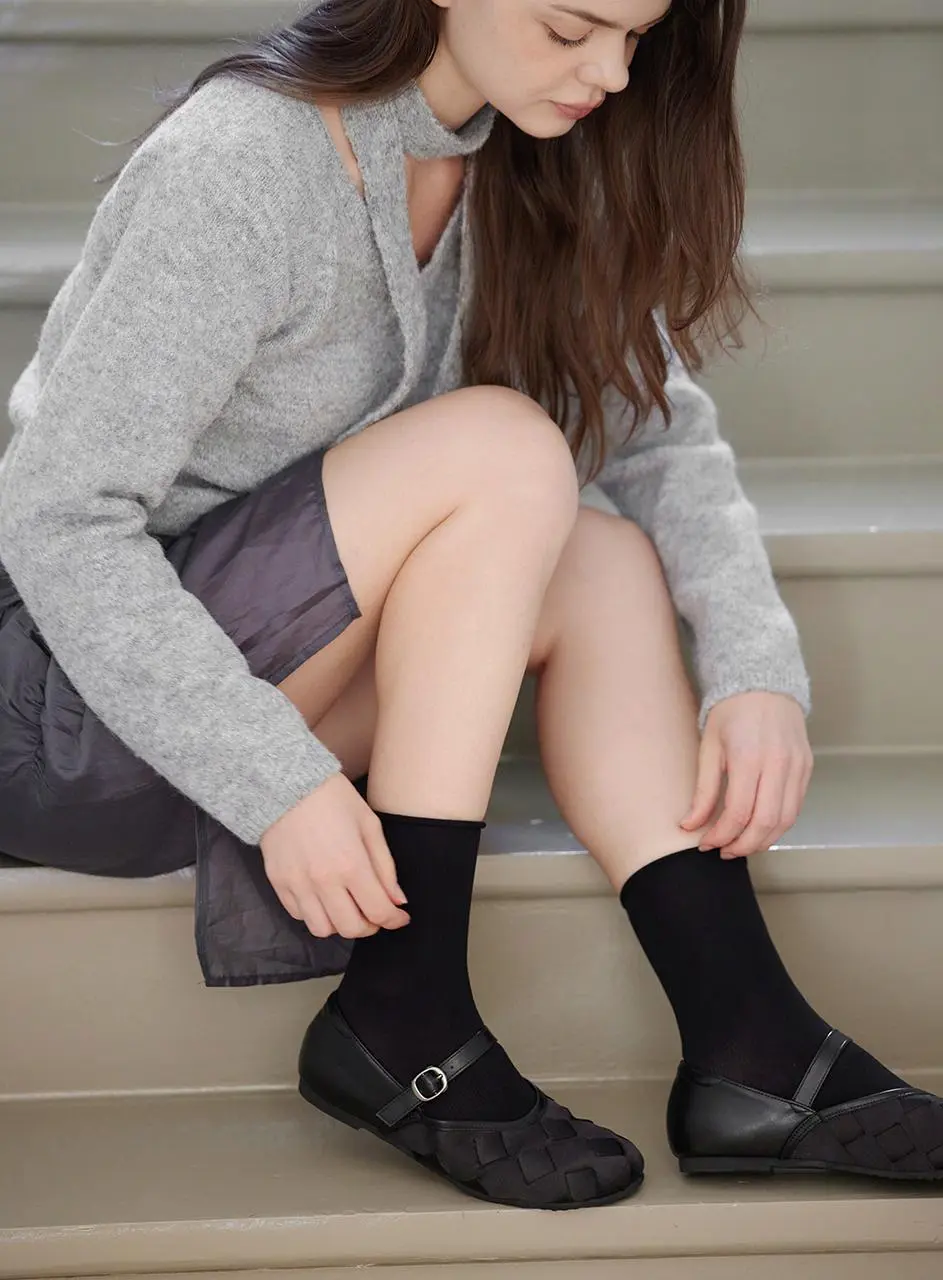 Soft Checker Mary Jane Flat [BLACK]