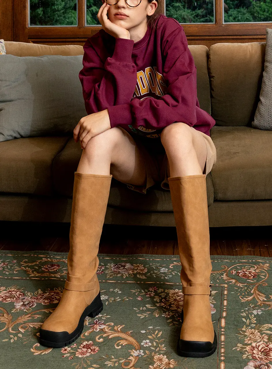 Mungtuk Casual Wide Shape Long Boots (5cm)_3 Color