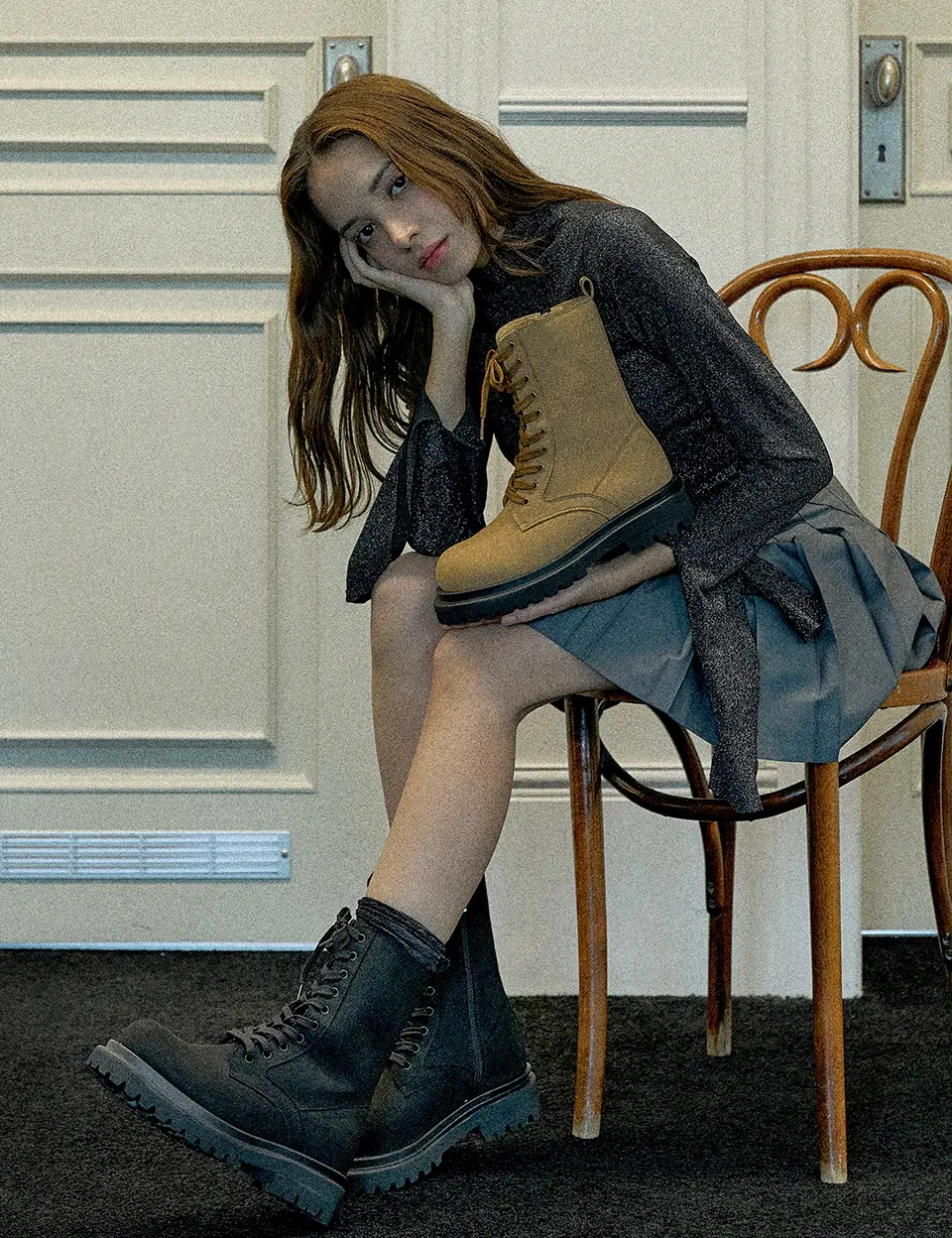 Camel Chamude Lace-Up Walker Boots