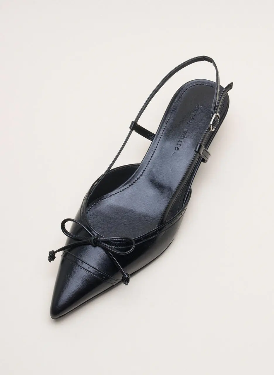 Leather Slingback Ribbon Punching Shoes (KW2818)