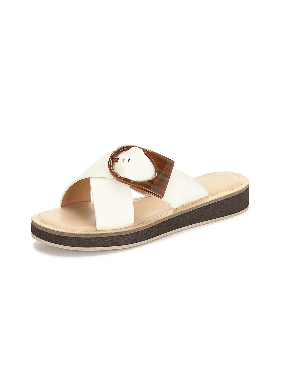 Anello Modern Platform Sandals - Cream