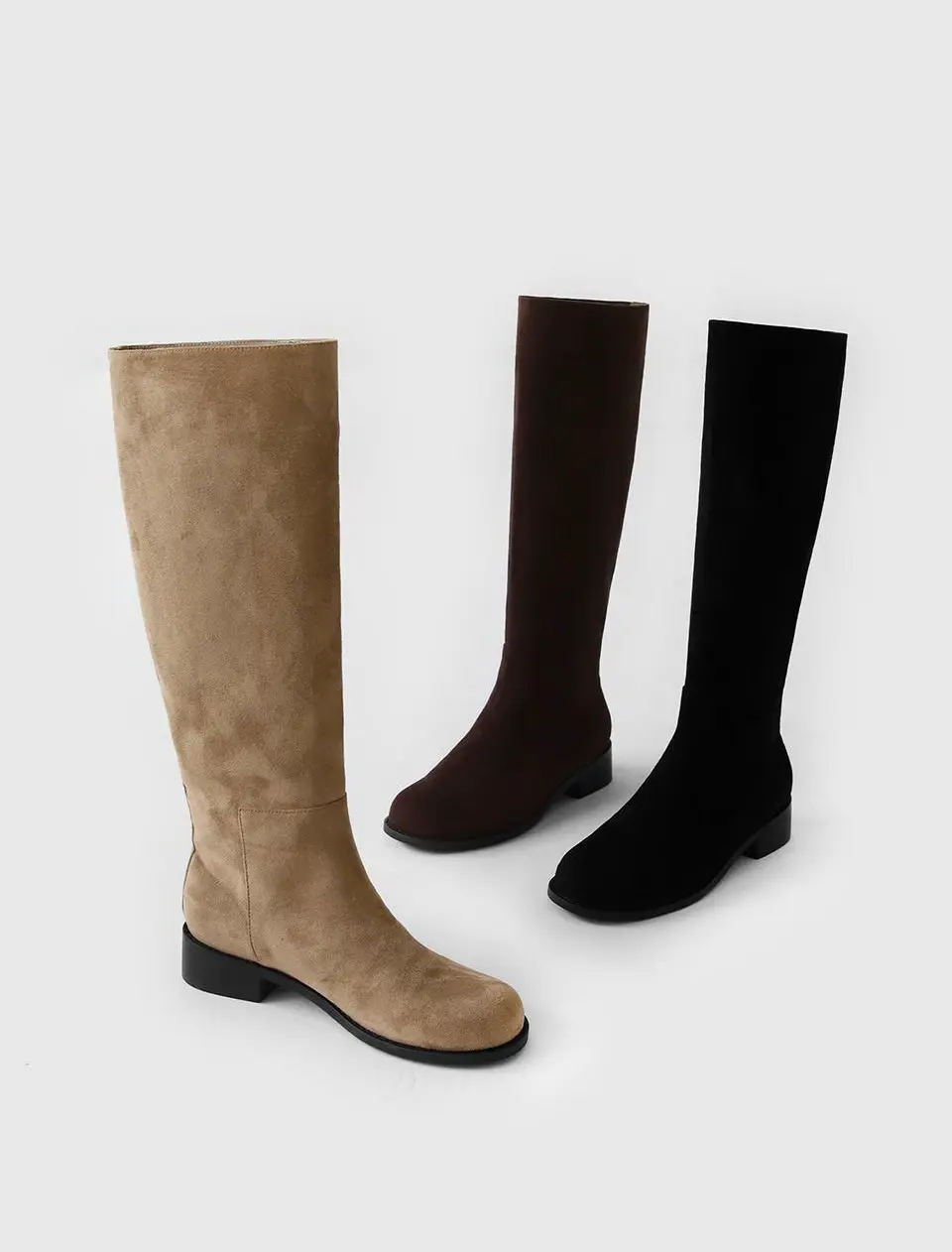 Jade Round Suede Long Boots (3.5cm)