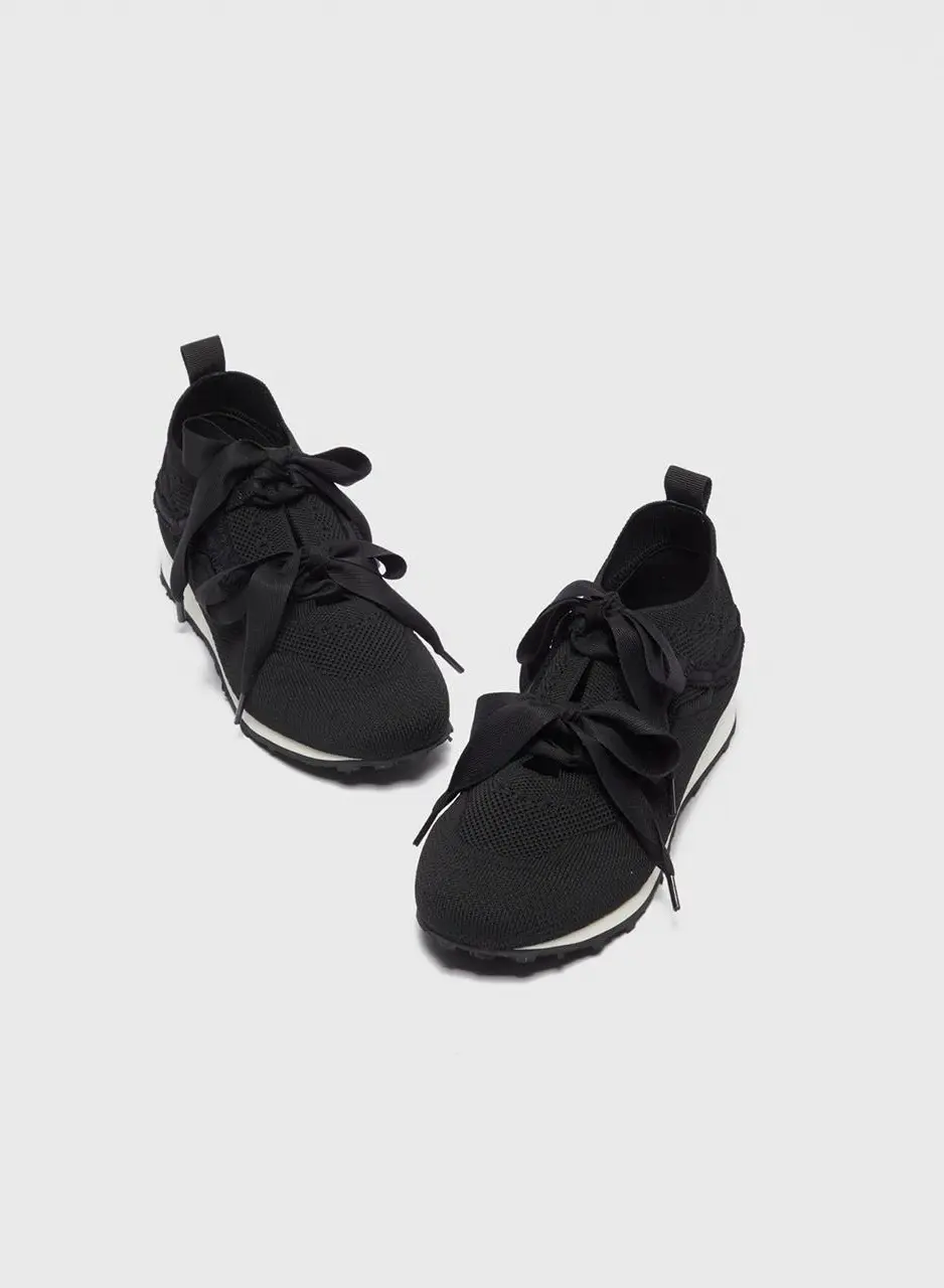 Ruffle knit sneakers(black)_DG4DS26007BLK