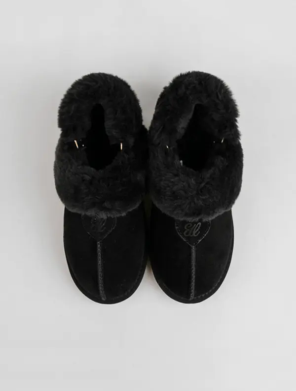 Fluffy Leather Strap Fur Slipper