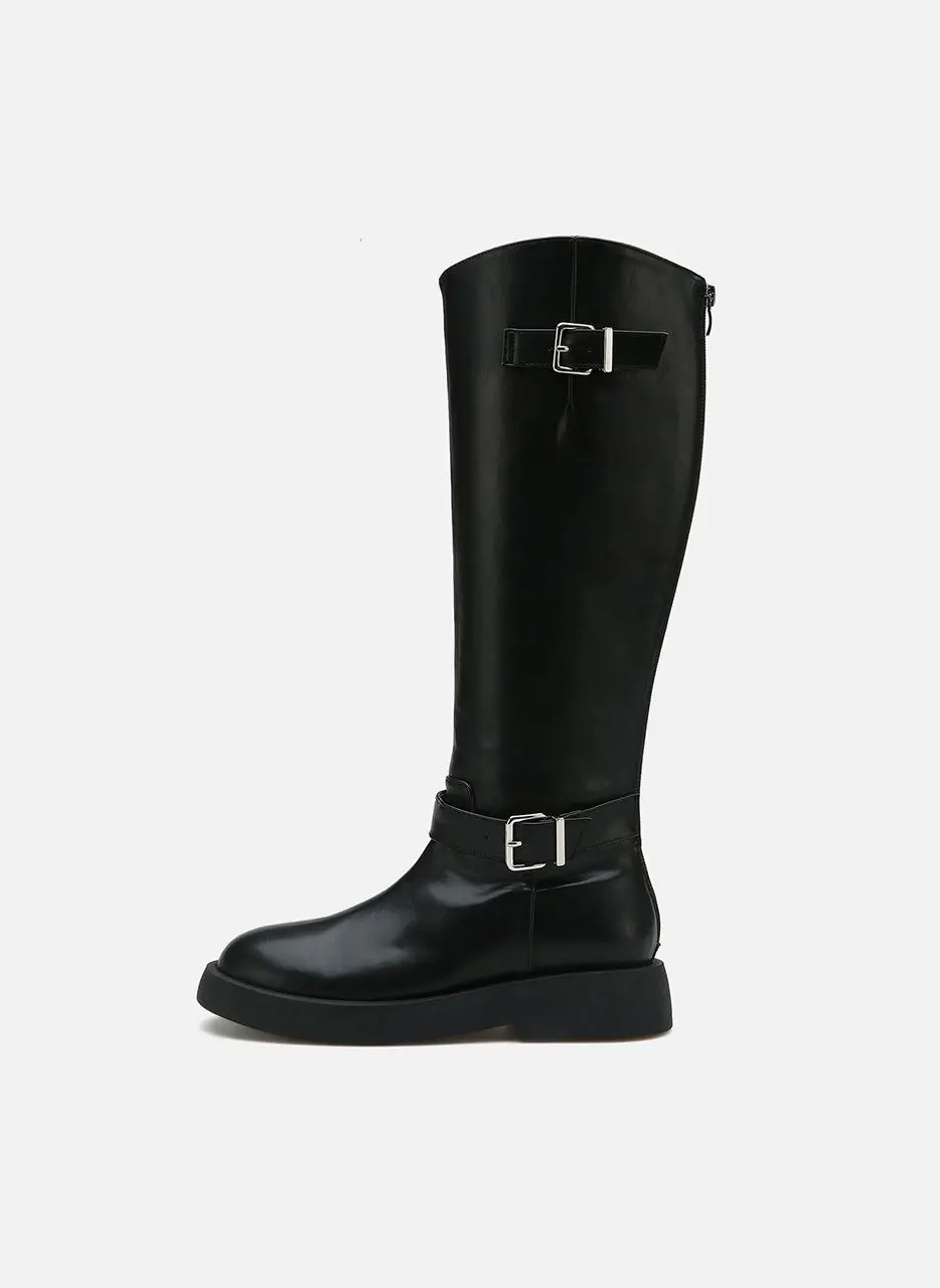 Round To Rider Flat Long Boots (3.5 cm)