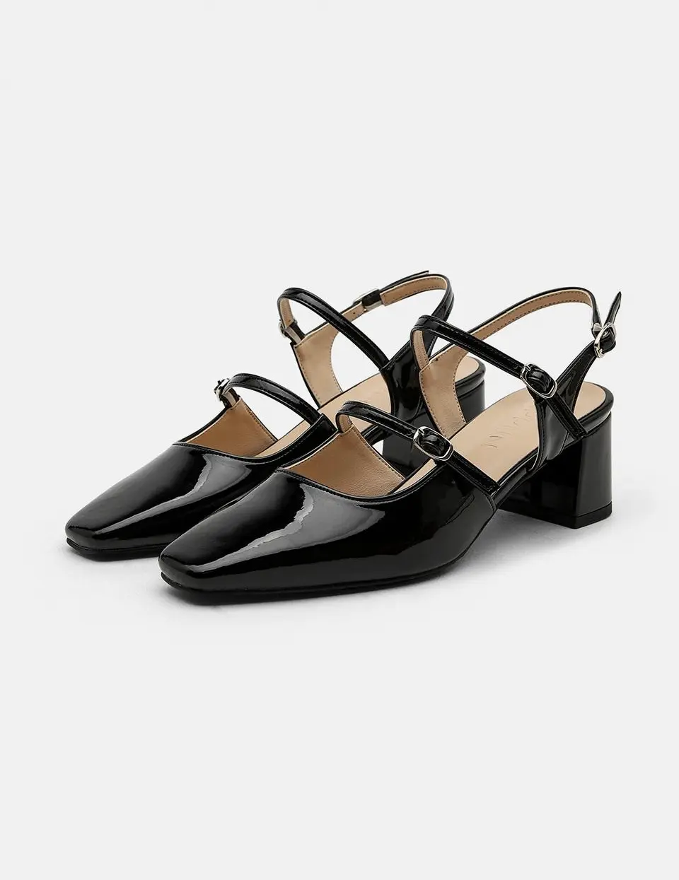 Square Patent Leather Mary Jane Slingback Heels
