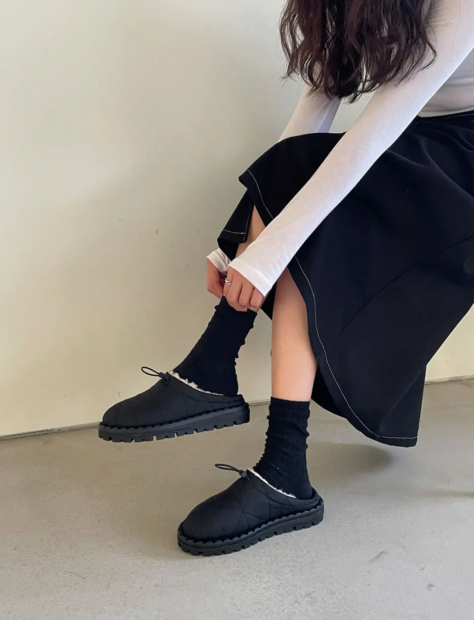 Mary Padding Fleece Mule (3cm)