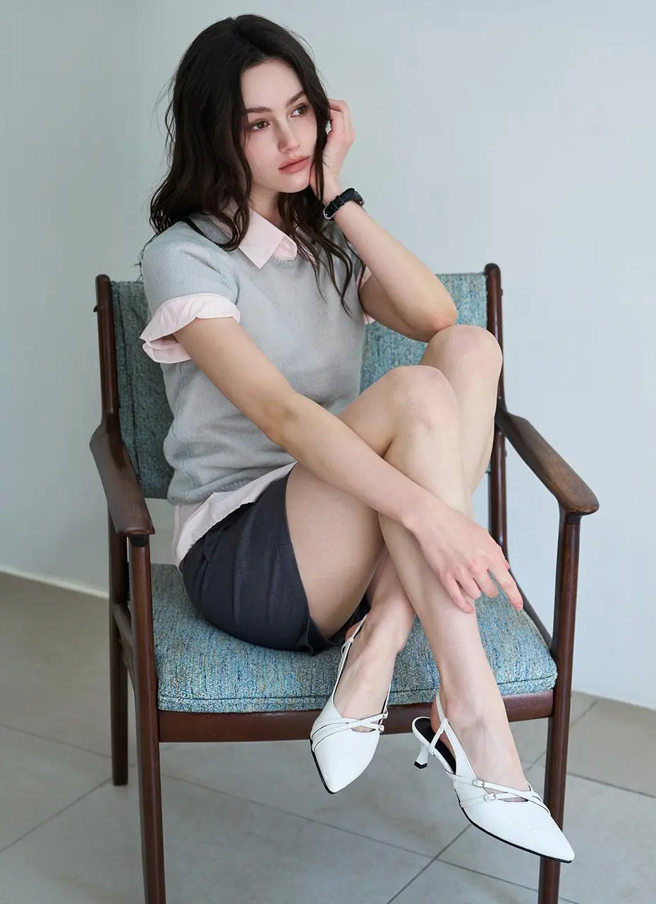 Roe Cross Strap Slingback 5cm (CW0107EWH)