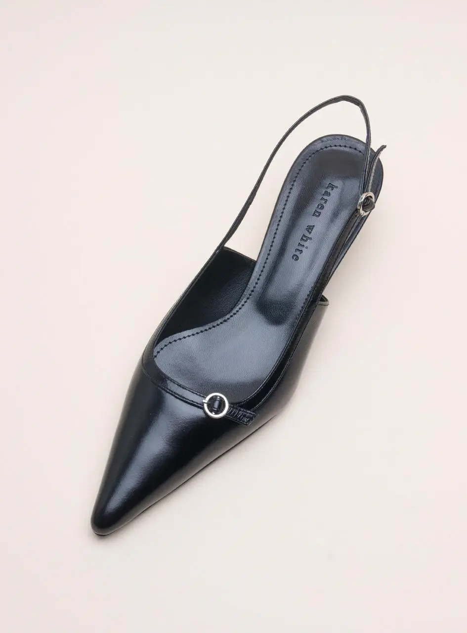 Leather Pointed Toe Slingback Shoes (kw2814)