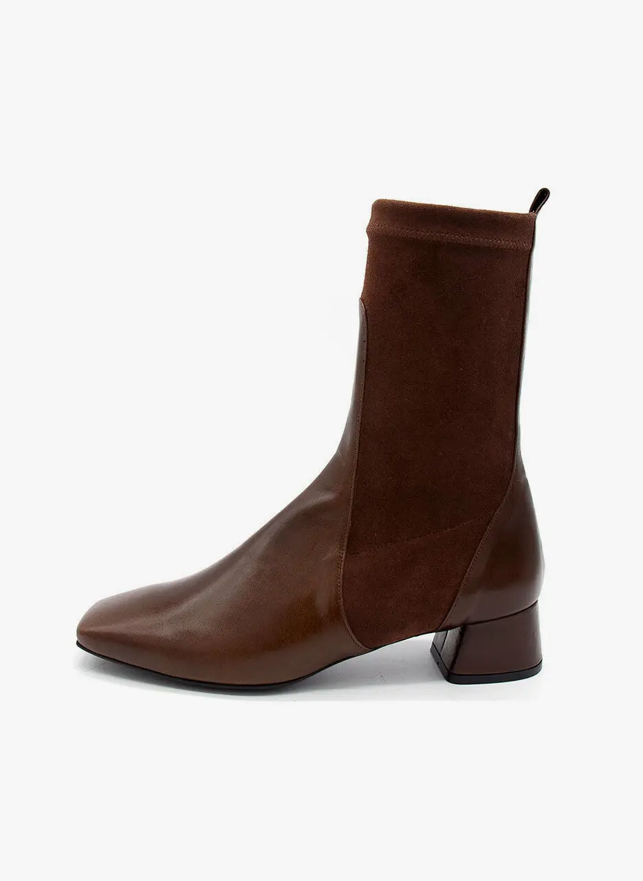 Two Parts Ankle Boots - Brown