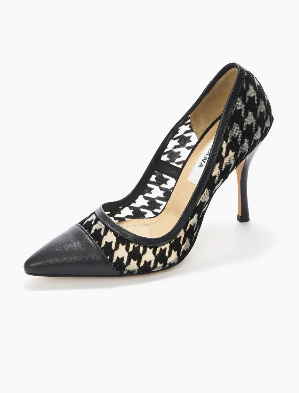 Houndstooth Stiletto Pumps [Black]