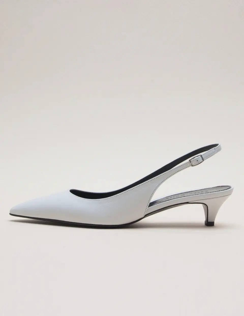 Leather Slingback 4cm Shoes [Beige] (kw2813)