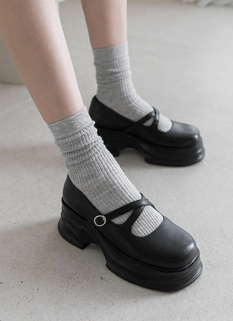 Double Lightweight Sole Maple Platform 7cm Mary Jane Shoes