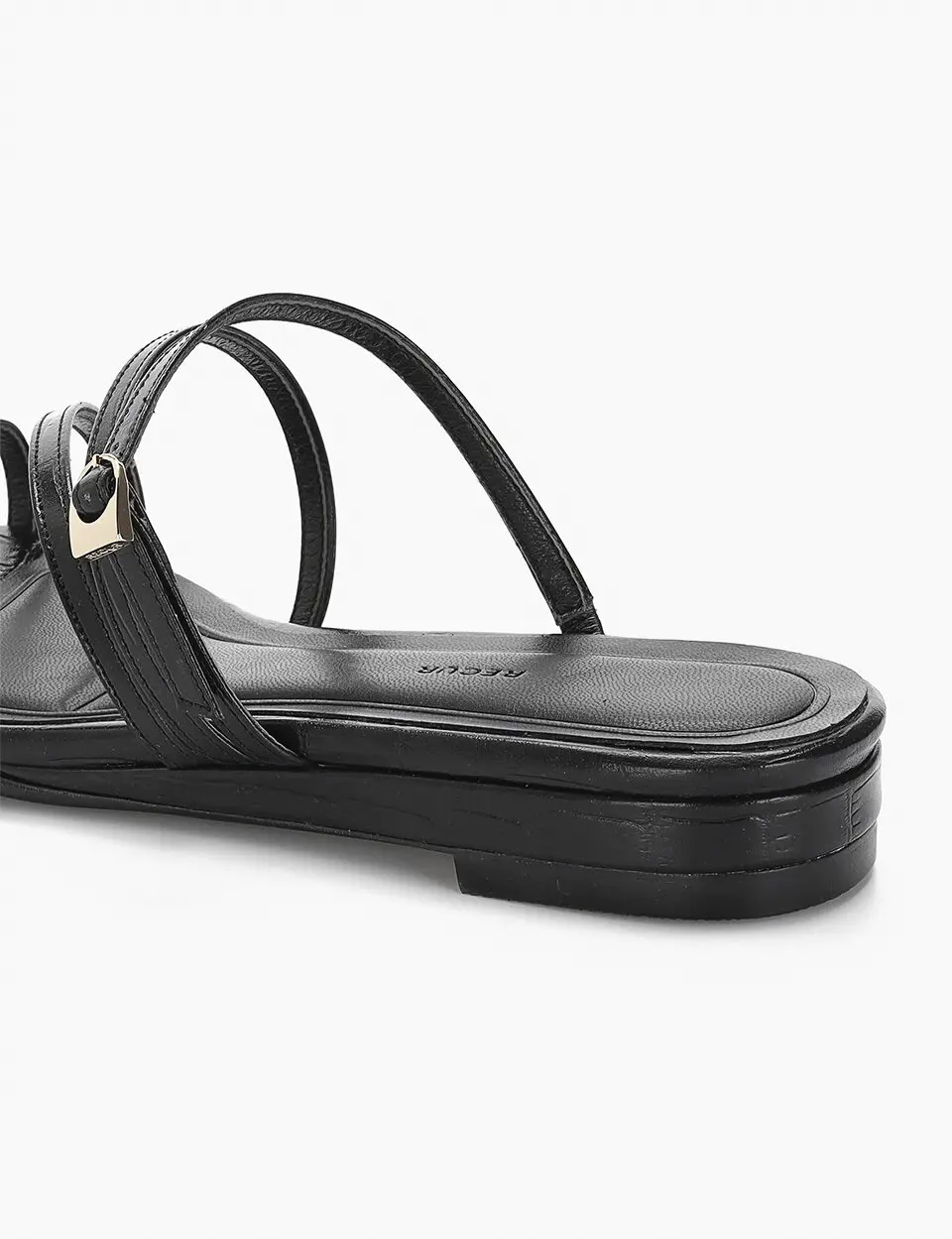 Unbalanced Strap Slippers - Black