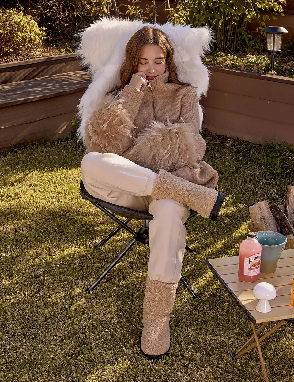 Amber Fur Two-way Middle Boots_5 Colors