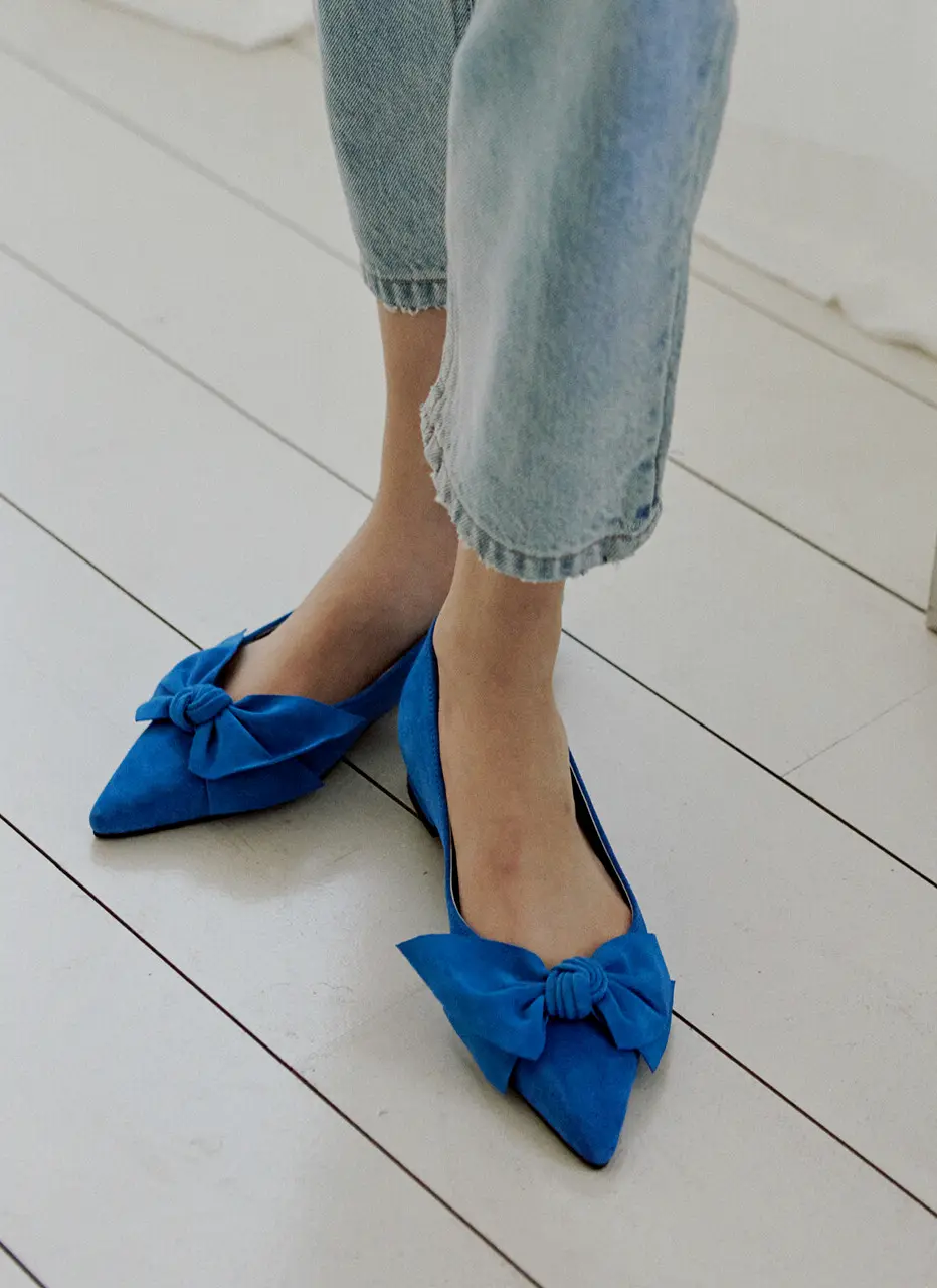 Sheep Suede Leather Ribbon Flat