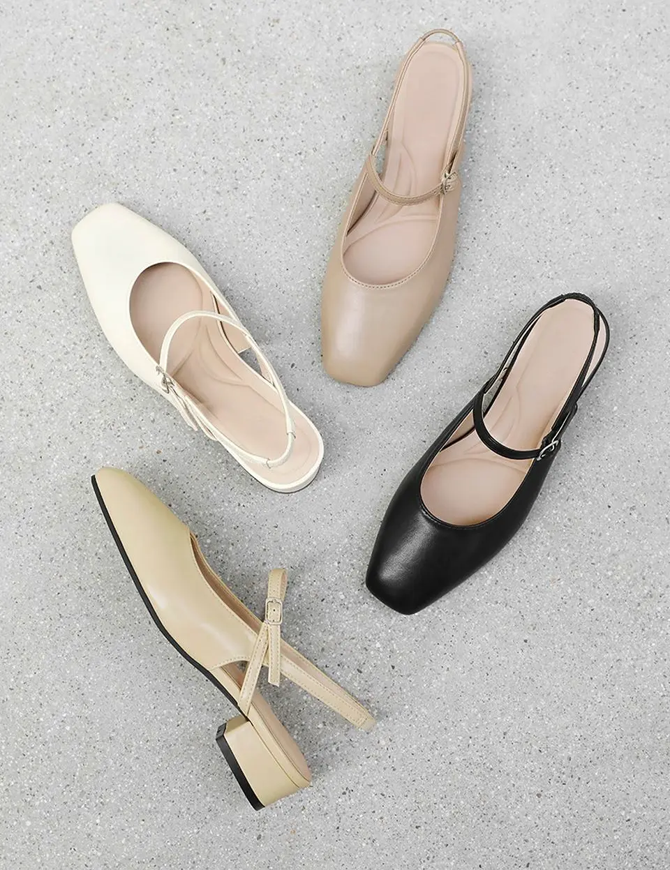 Daphne Mary Jane Slingback Flat Ballet Shoes (3cm)