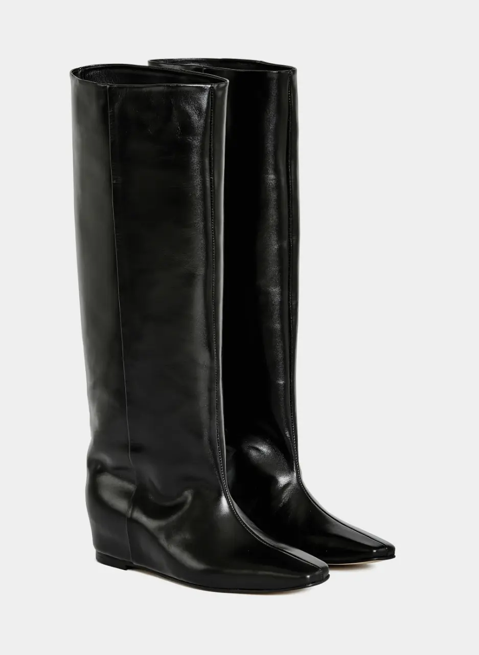 Regina Wedge-Heel Long Boots_Black