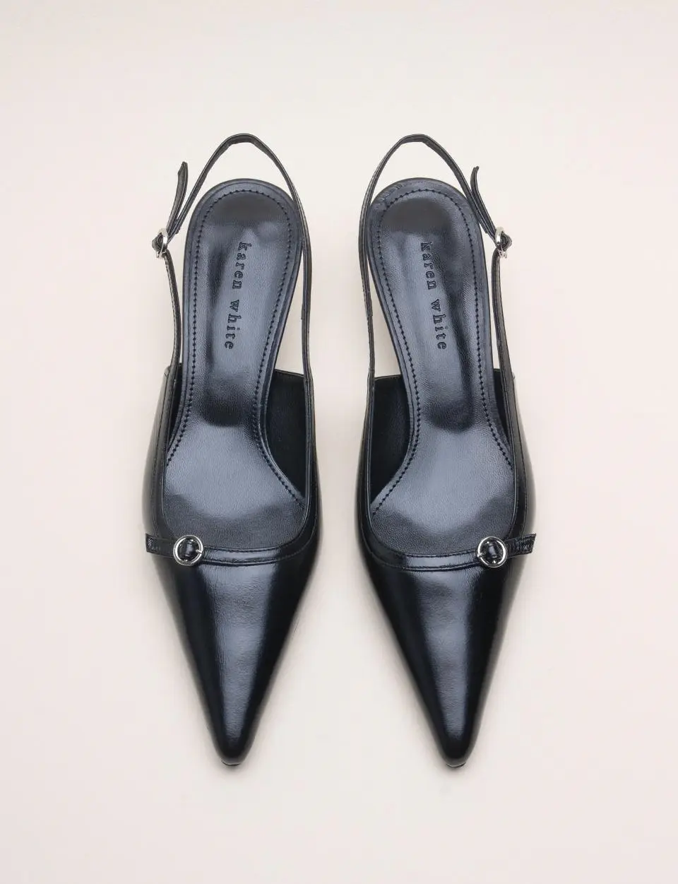 Leather Pointed Toe Slingback Shoes (kw2814)