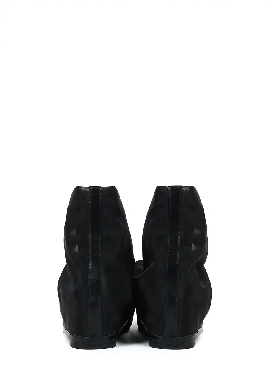 Mesh Wrinkled Boots - Black