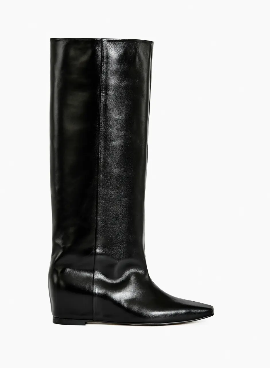 Regina Wedge-Heel Long Boots_Black