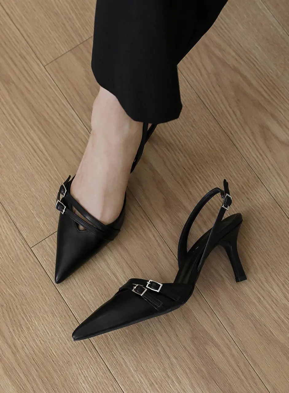 Rensia Buckle Strap Slingback Pumps (5/7cm)