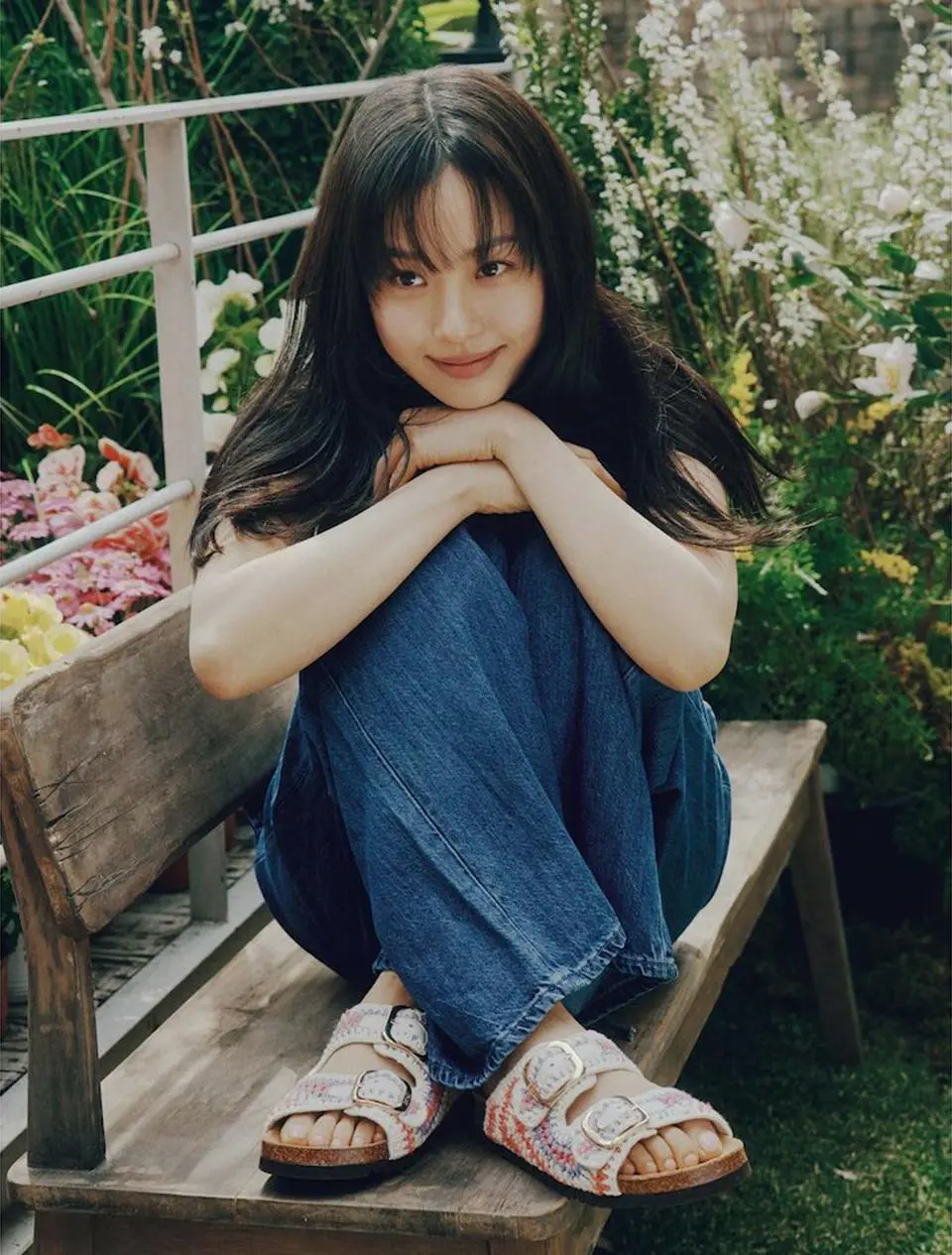 SCHOLL Cork Two-Strap Crochet Sandals [Beige] (HH54K2C19A)