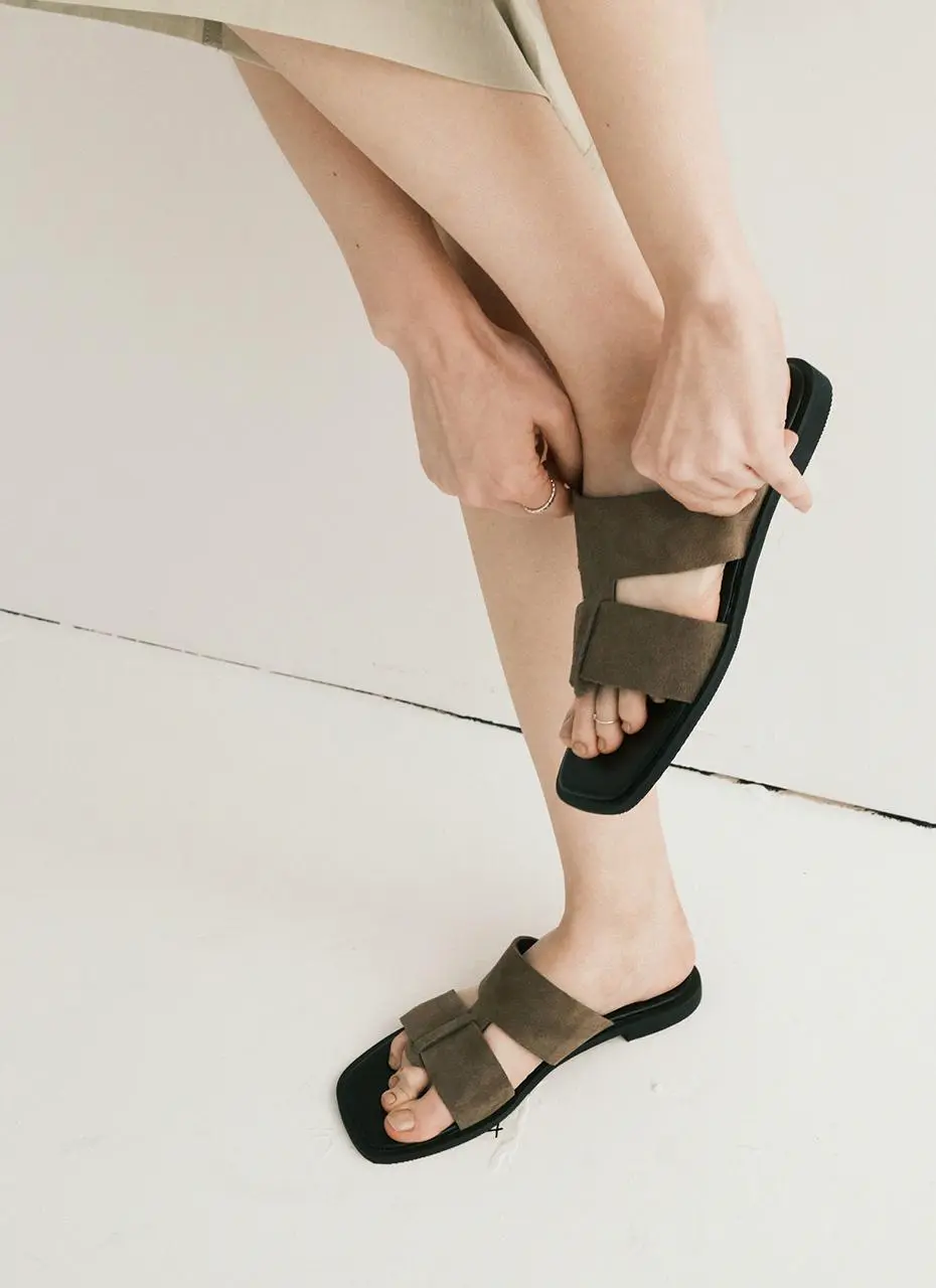 Ruth Ruth Soft Leather Square Slide - 4colors