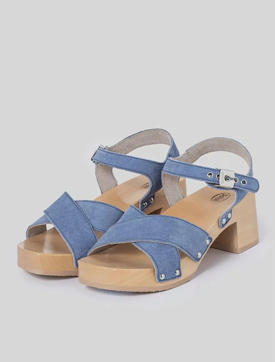 SCHOLL Wood Sole One Strap High Heel Sandals [Royal Blue] (HH44K2W13N)