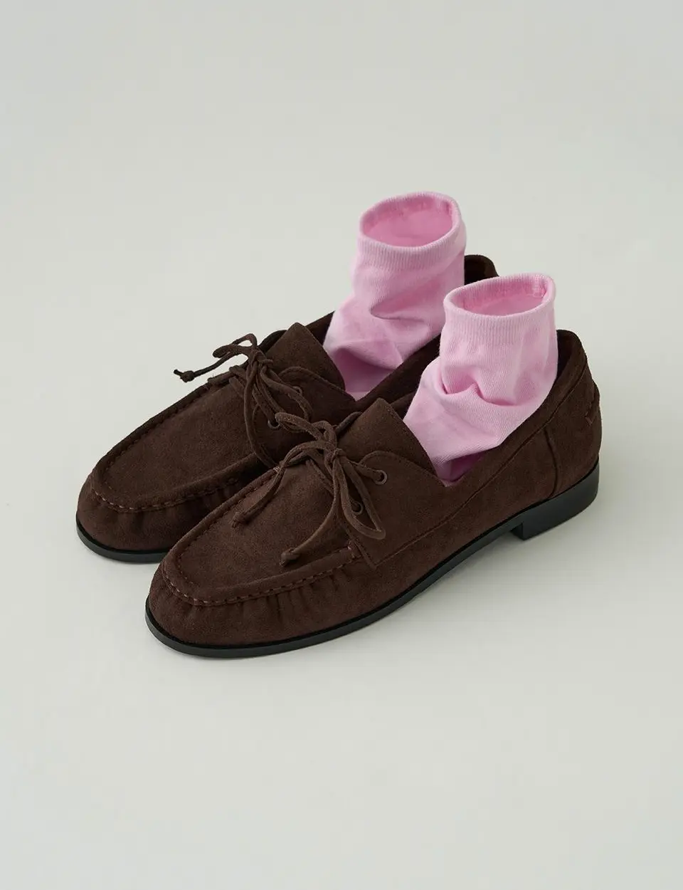 DRAWFIT WOMAN X GGUNIE Roa Suede Lace-up Loafer [MAHOGANY BROWN]