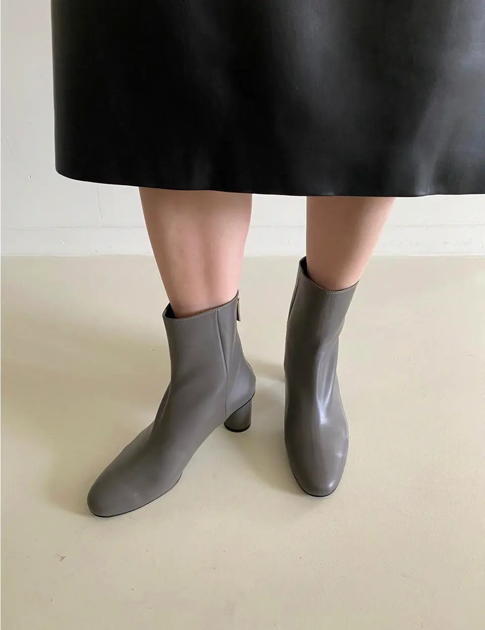 Italian Leather Round Toe Ankle Boot