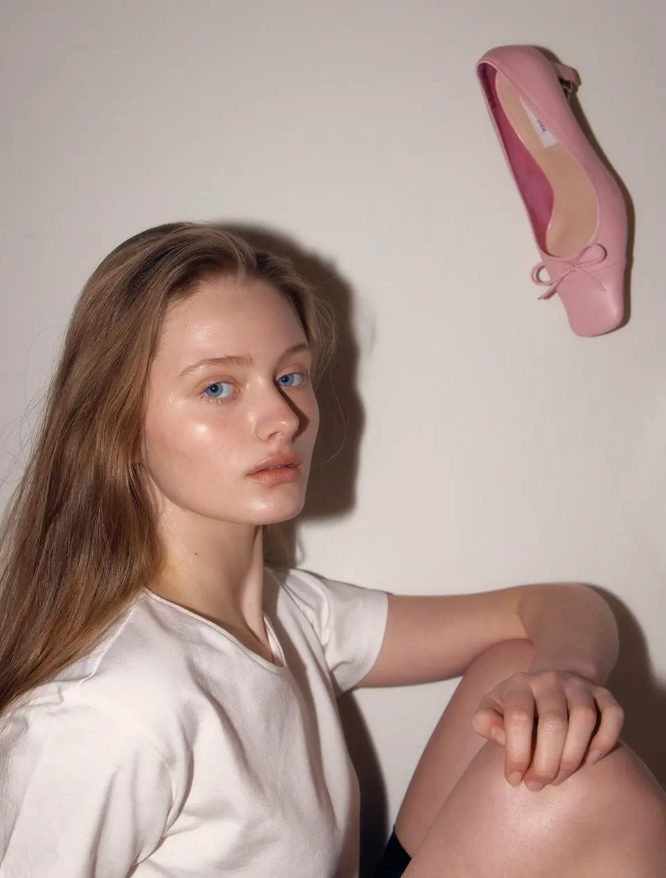 Leather Ribbon Mesh Pumps