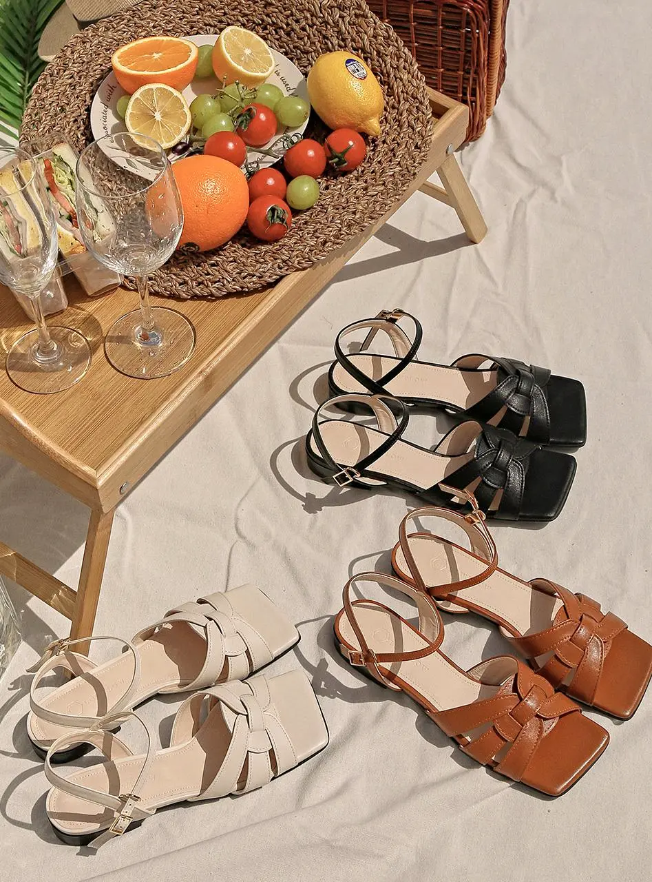 1643 EL Flat Sandals-cream,camel