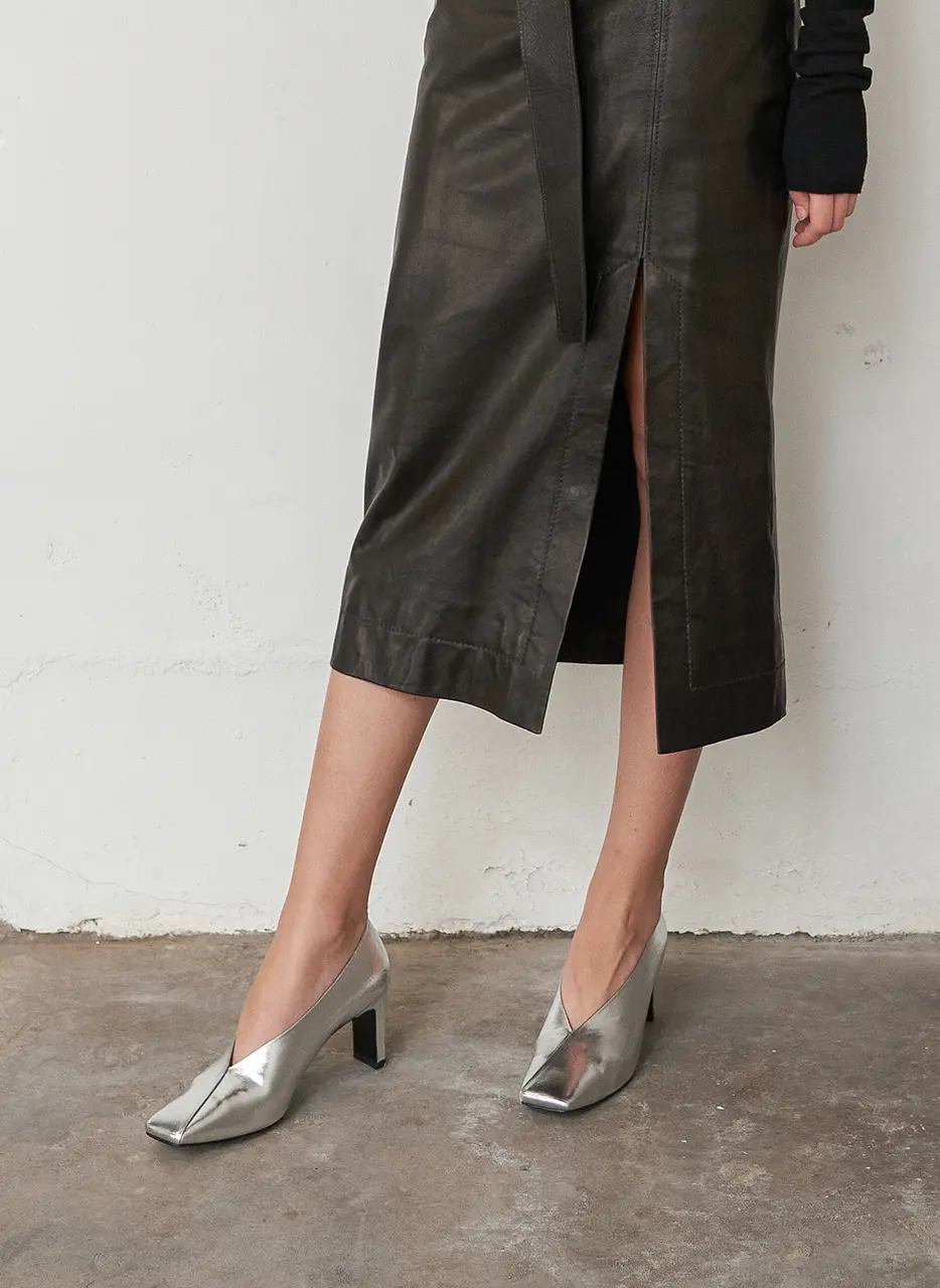 Sasha Leather Pumps_Silver