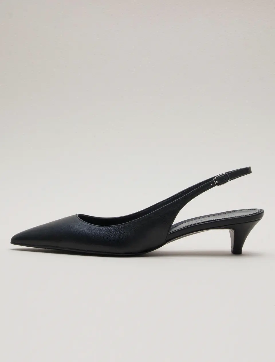 Leather Slingback 4cm Shoes [Beige] (kw2813)