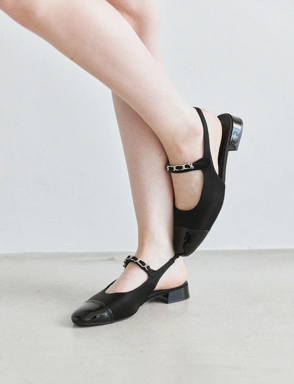 Chain Strap Sling Back