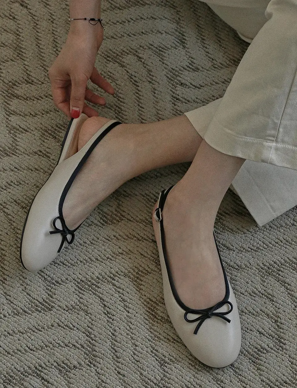 1968 Loop Ribbon Slingback Flat Shoes