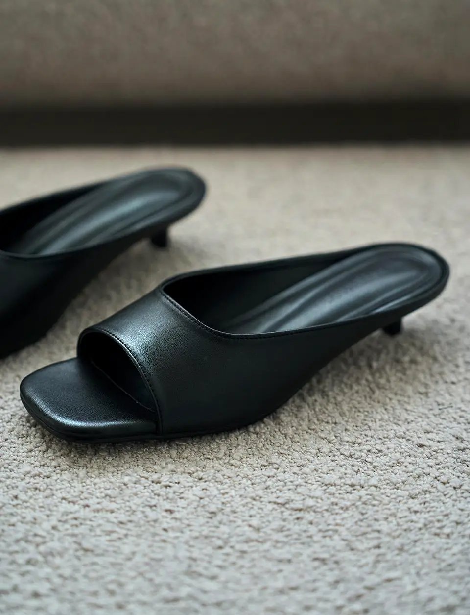 Mira Modern Square Heel 3.5cm Mules (CW0109BK)